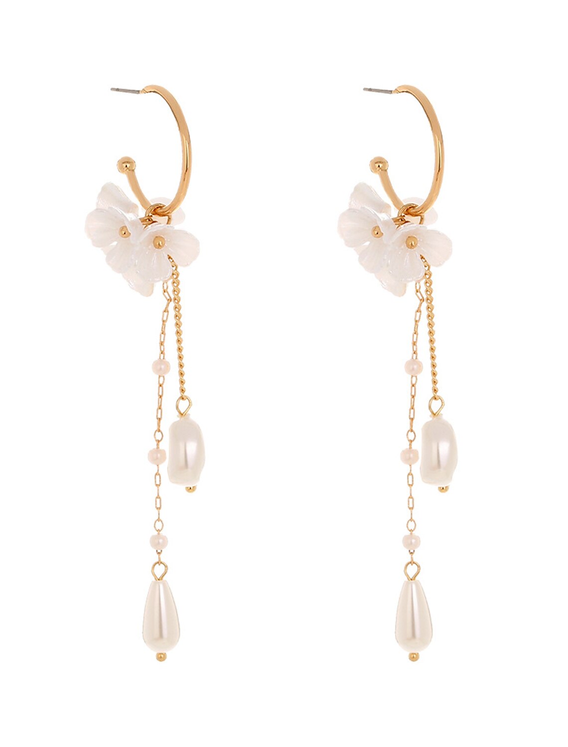 Wholesale Women's White Fine Jewelry Tassel Fringe Flower Shape Cute Stylish Earrings Jewelry White For Wedding Party 1 Pair
